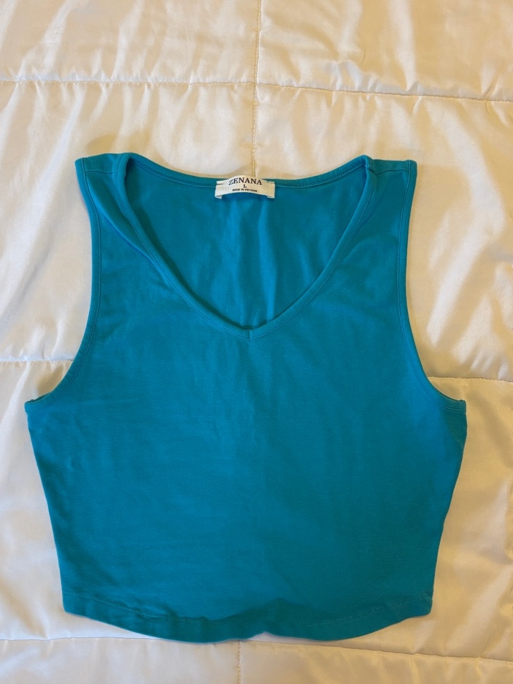 Teal V-Neck Crop Top Tank